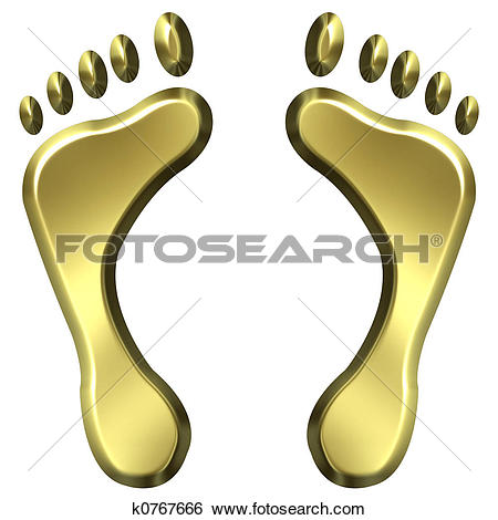 Stock Illustration of 3D Golden Foot Prints k0767666.
