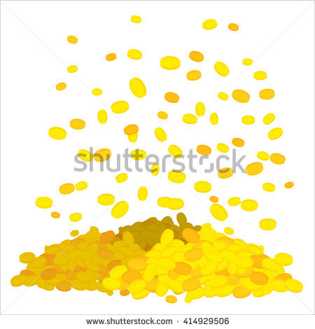 Golden Rain Falling Gold Coins Heap Stock Vector 383118625.
