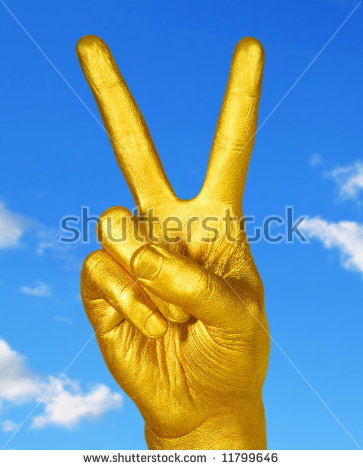 Victory Sign Freedom Sign Goldfinger On Stock Photo 11799646.
