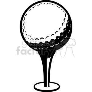 black white vector golf ball on a tee clipart. Royalty.