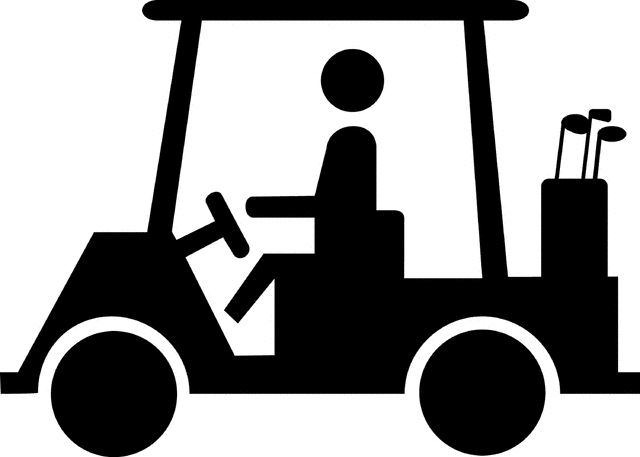 Golf Cart Crossing, Silhouette.