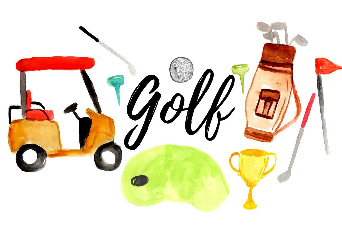 Watercolor golf clipart By Writelovely.