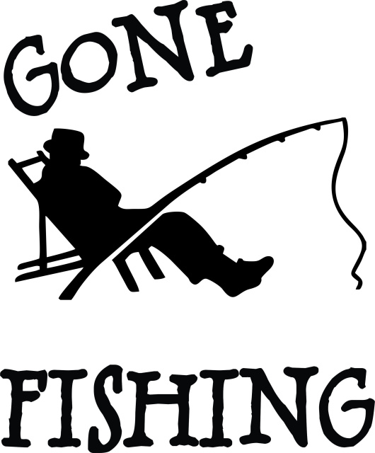 Gone Fishing ClipArt Black And White