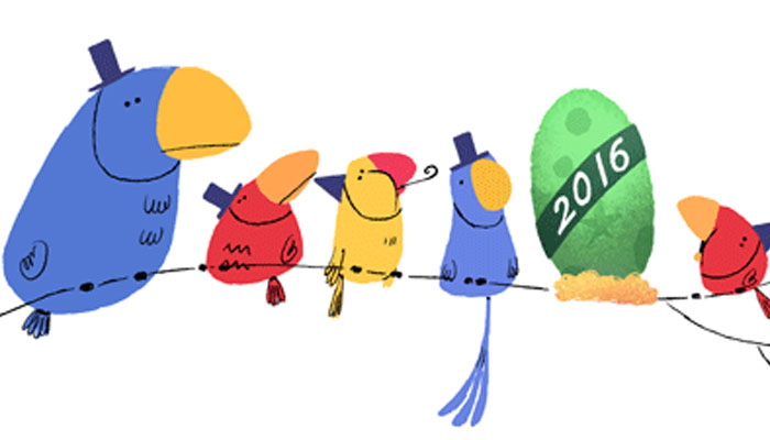 Happy New Year from Google! The Internet giant celebrates.
