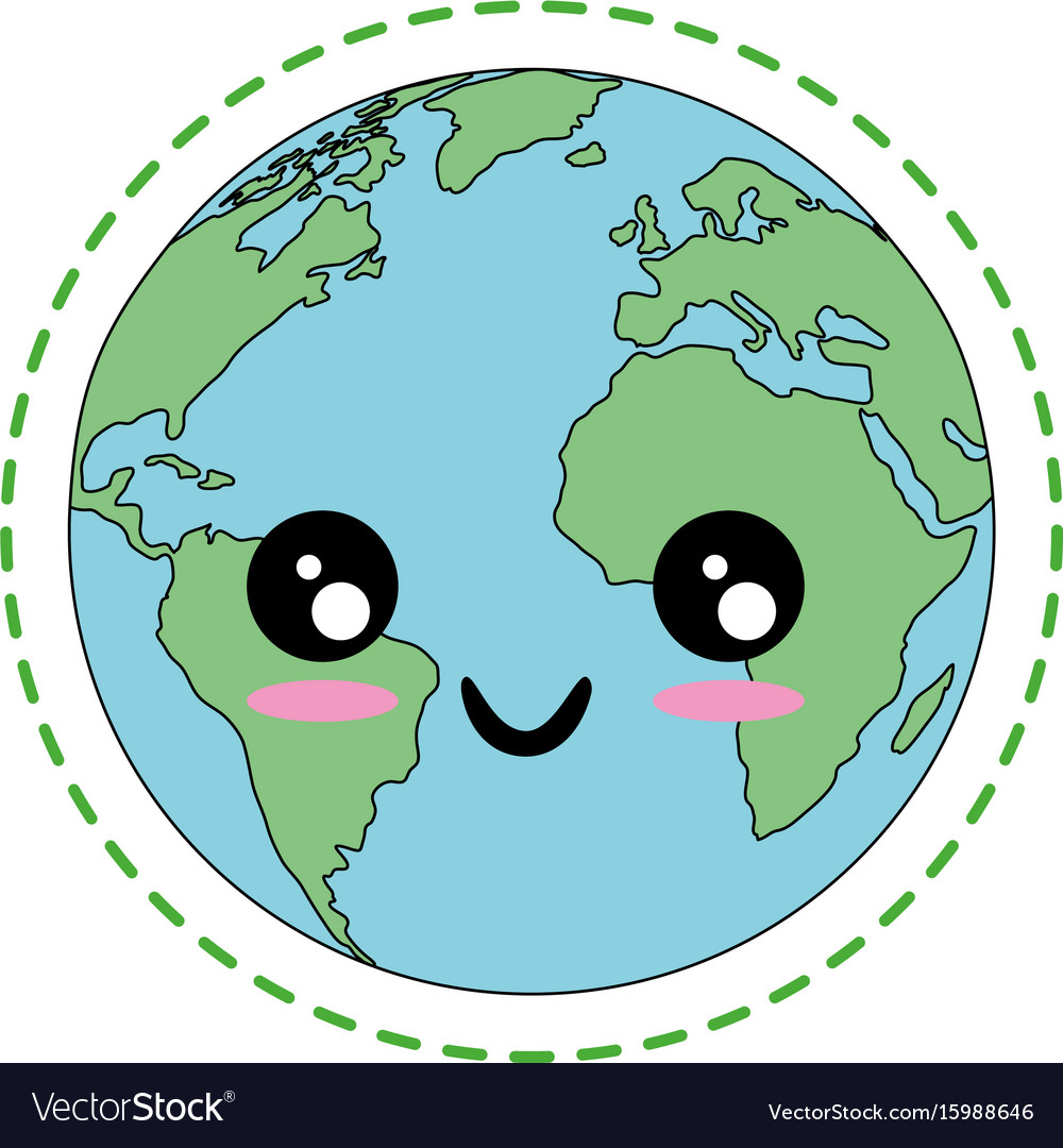 Kawaii earth planet icon.