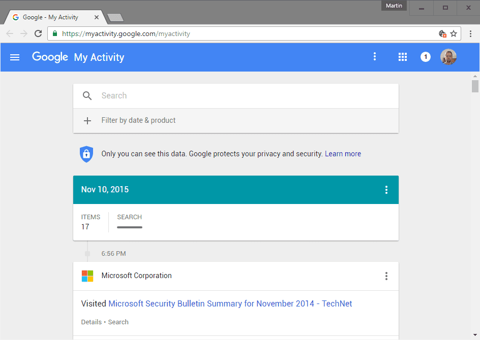 My Activity reveals how much Google knows about you.