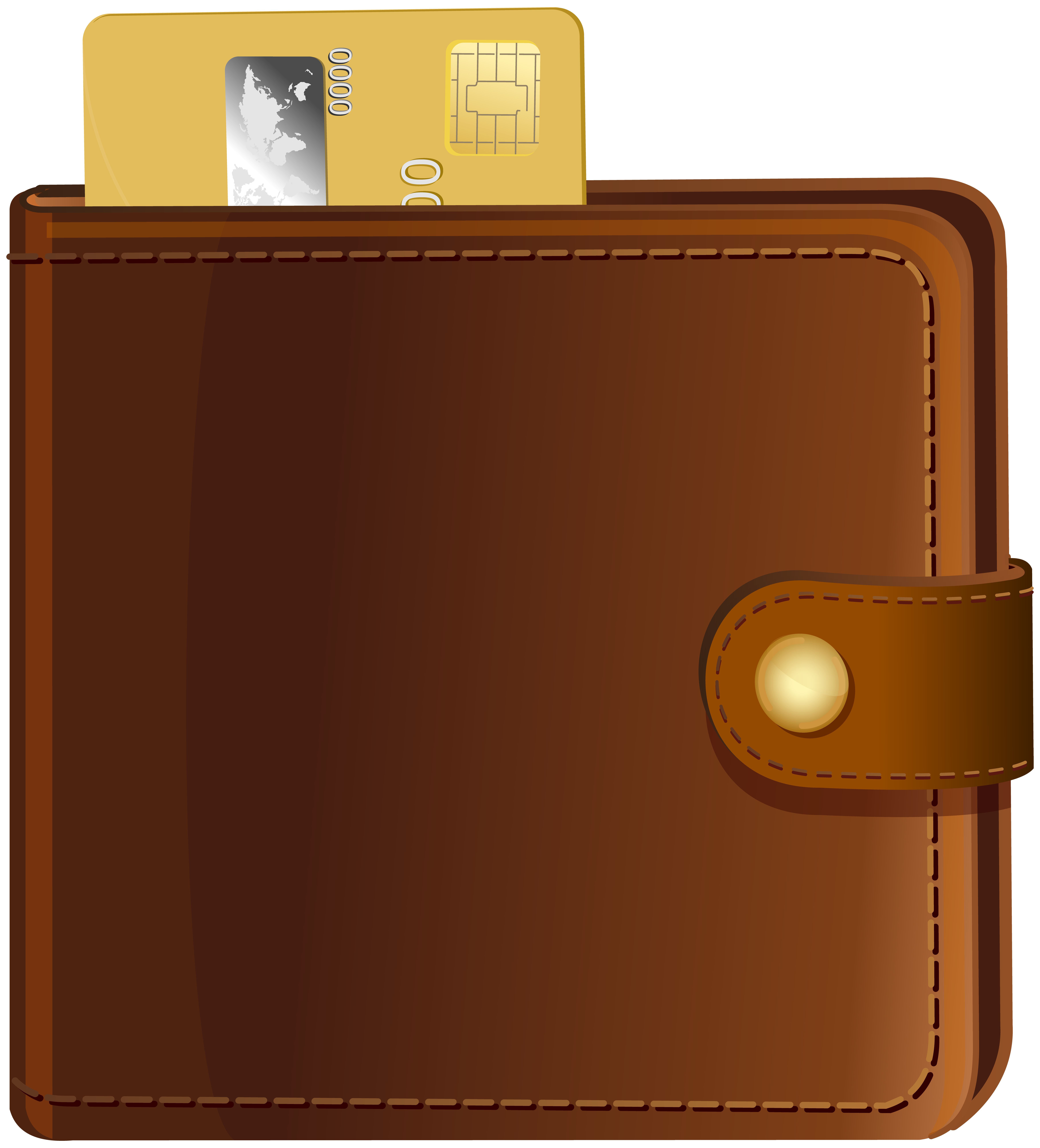 Wallet with Credit Card Transparent PNG Clip Art.