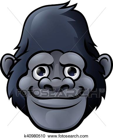 Cartoon Cute Gorilla Face Clipart.
