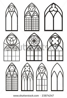 Gothic Church Windows Clip Art.