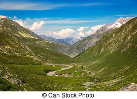 Stock Photographs of Road gallery at St. Gotthard pass.