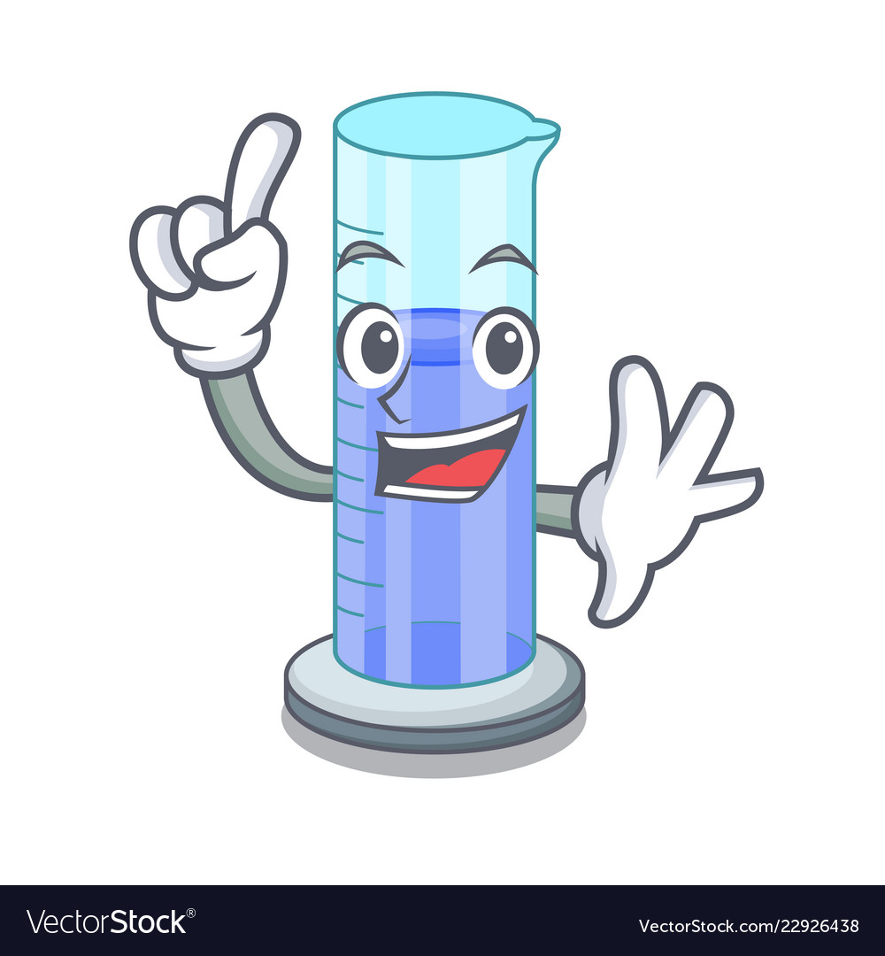 Finger graduated cylinder on for cartoon trial.