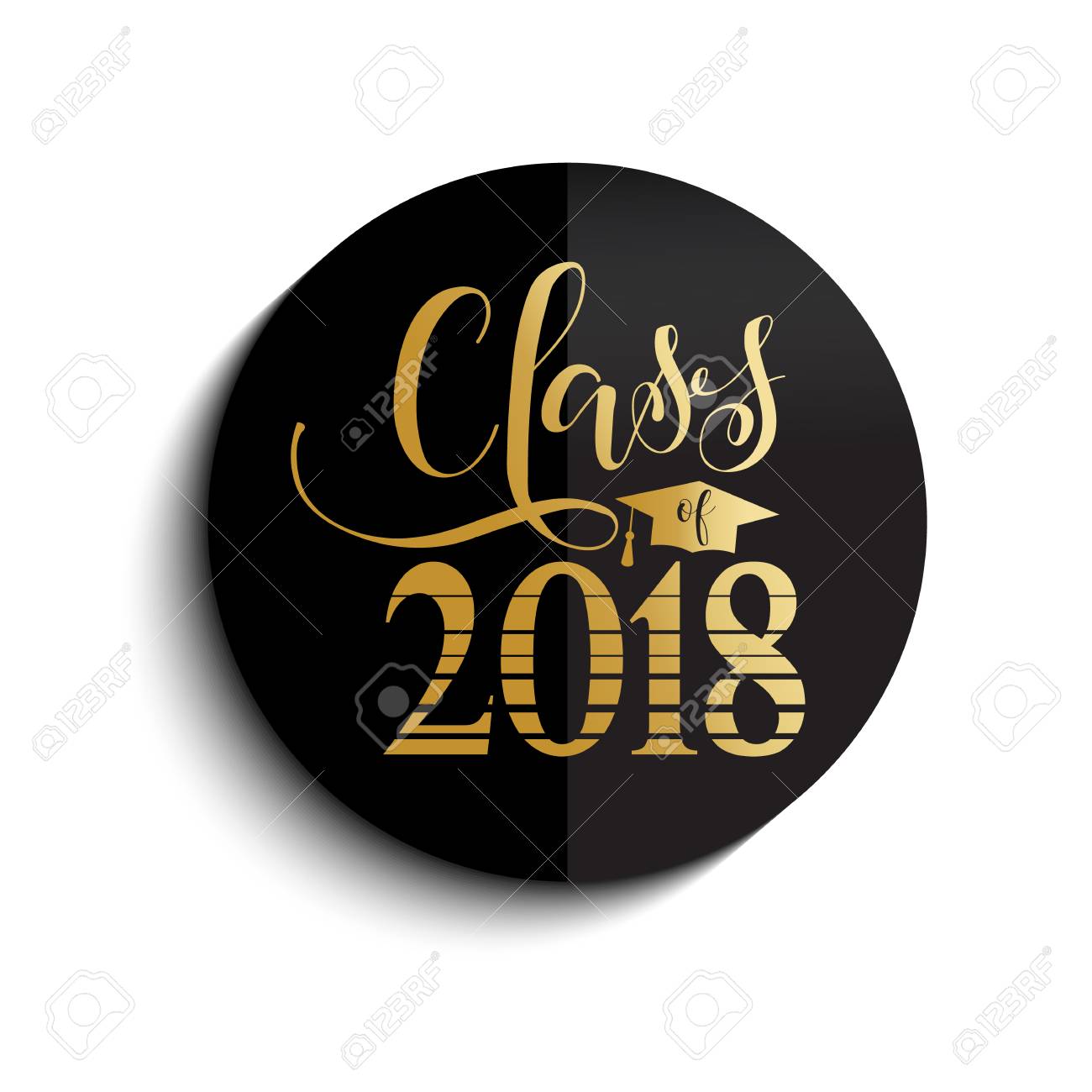 Class of 2018 hand drawn lettering. Vector illustration. Template...