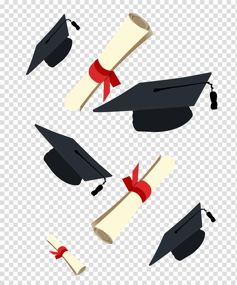 Mortar hats on air illustration, Graduation ceremony Square.