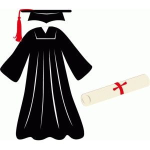 Graduation robes and diploma.