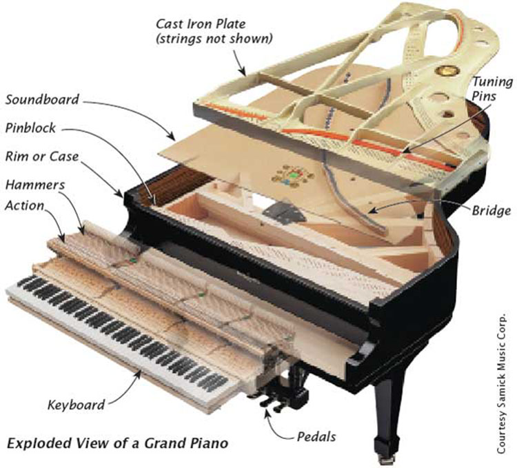 labelled diagram grand piano.