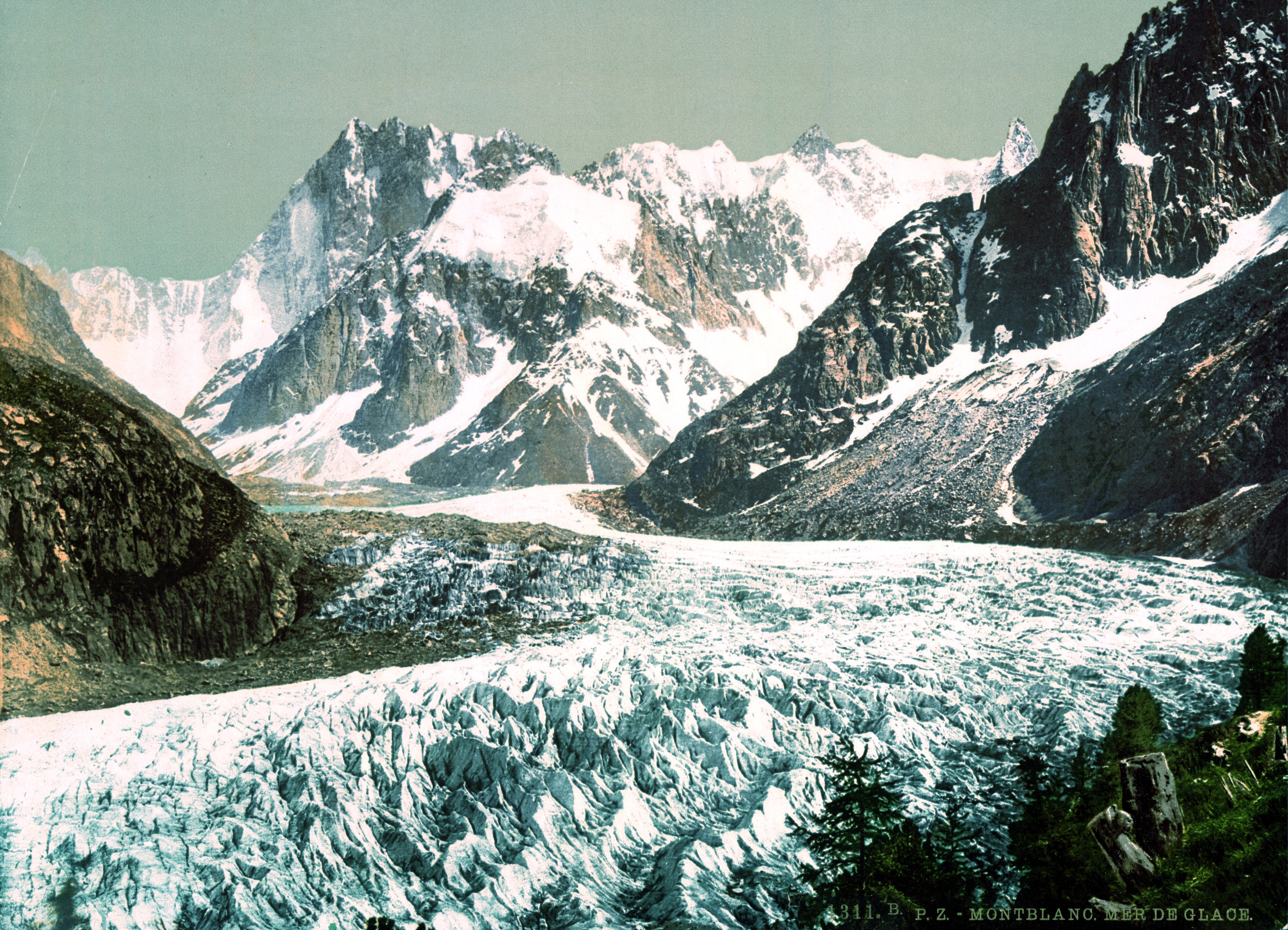 Mer de Glace, Dent du Géant et Grandes Jorasses.