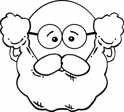 grandfather face clipart with glasses black and white.