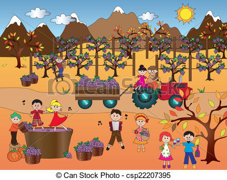 Stock Illustration of grape harvest.