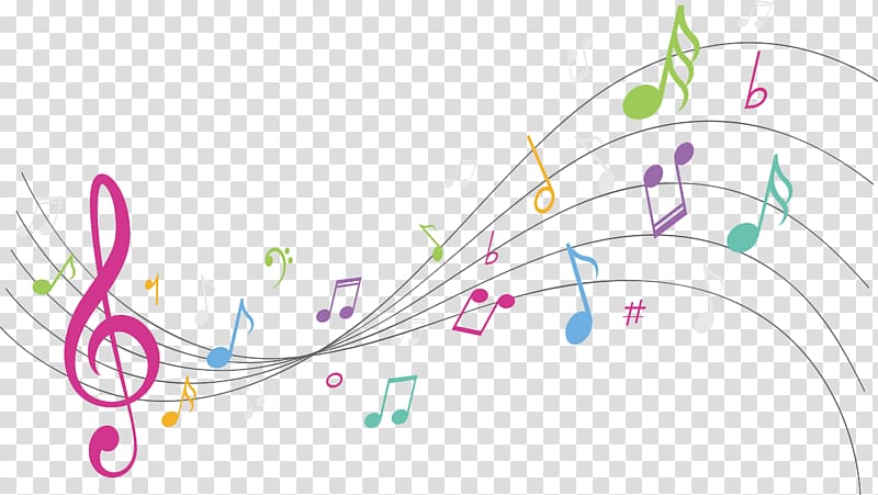 Graphic design Musical note Background music, Colorful notes.