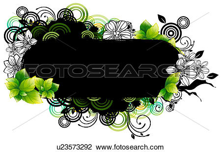 Clip Art of capsule shape with flora design u23573292.