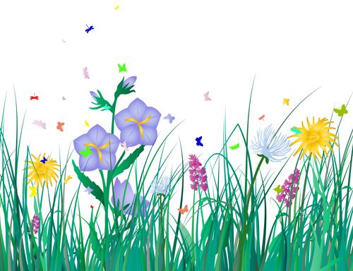 Grass and Flowers Clip Art.