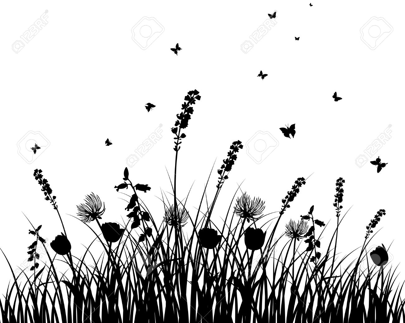 grass flowers clipart silhouette 20 free Cliparts | Download images on
