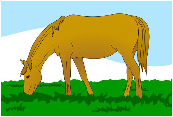 Horse grazing clipart.