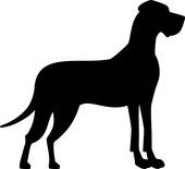 Great dane black silhouette Clipart.