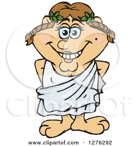 Clipart of a Happy Greek Woman in a Toga.