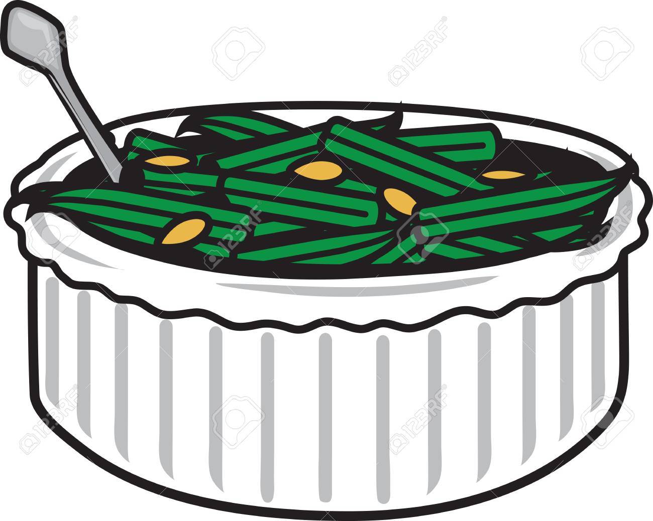 Vector illustration of a green bean casserole symbol.