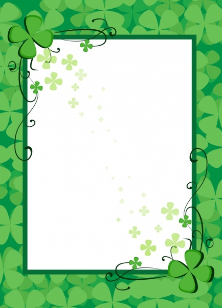 Document border template green flowers decoration Free.