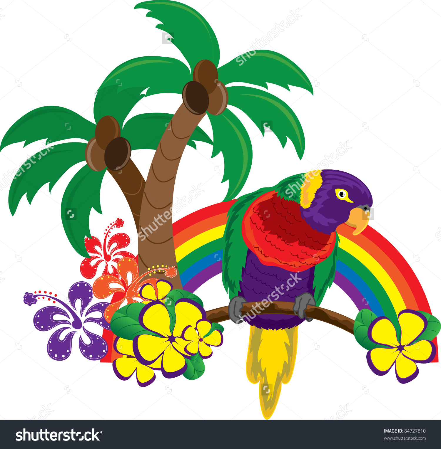 Clip Art Illustration Colorful Parrot Rainbow Stock Illustration.