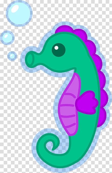 Green and purple seahorse illustration, Seahorse Cuteness.