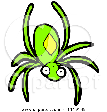 Cartoon Of A Green Spider.