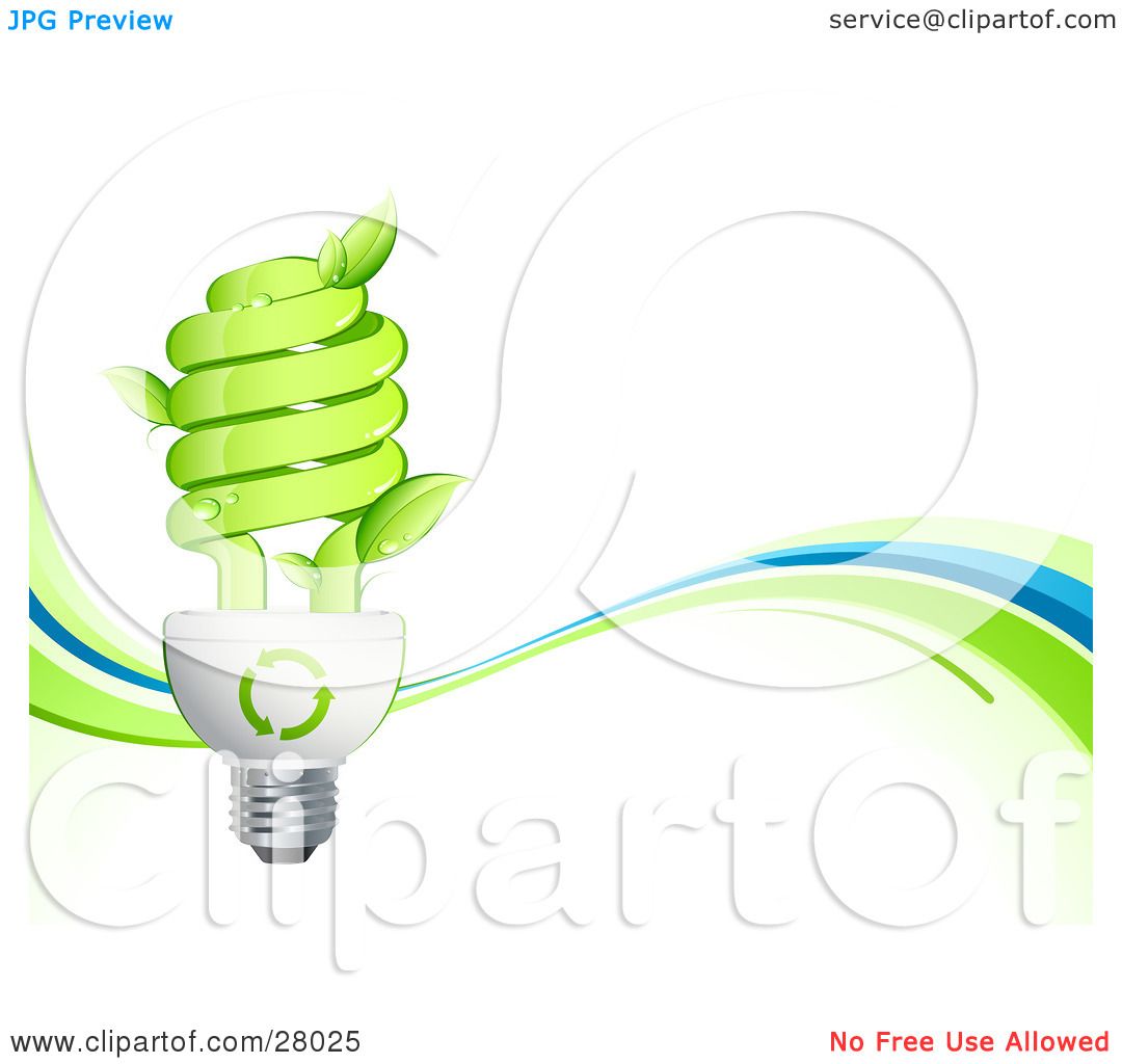 Clipart Illustration of Leaves Sprouting From A Green Spiral.