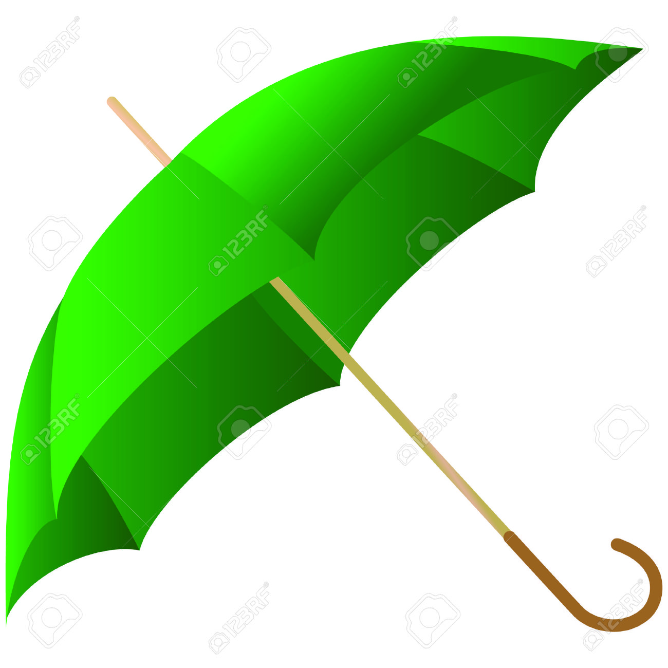 The Green Umbrella Represented On A White Background Royalty Free.
