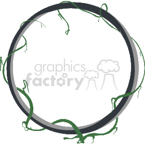 Circle border with green vines clipart. Royalty.