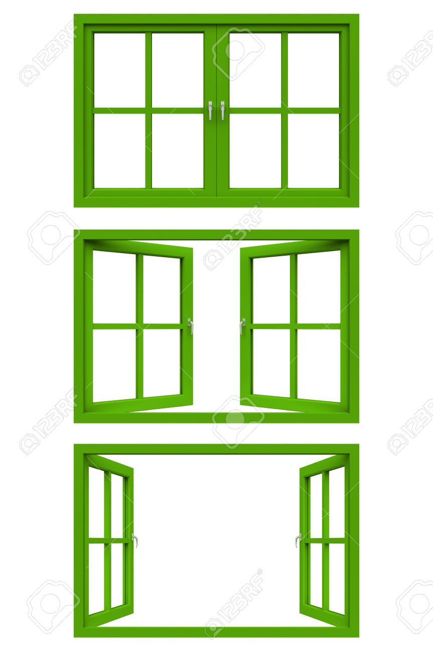 Green Window Frame Stock Photo, Picture And Royalty Free Image.