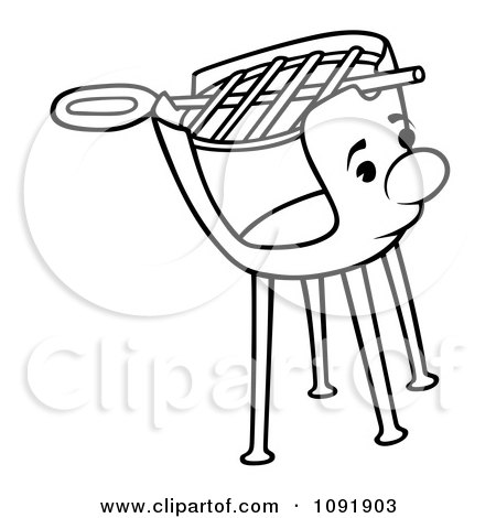 Clipart Outline Of A Charcoal Grill Character.