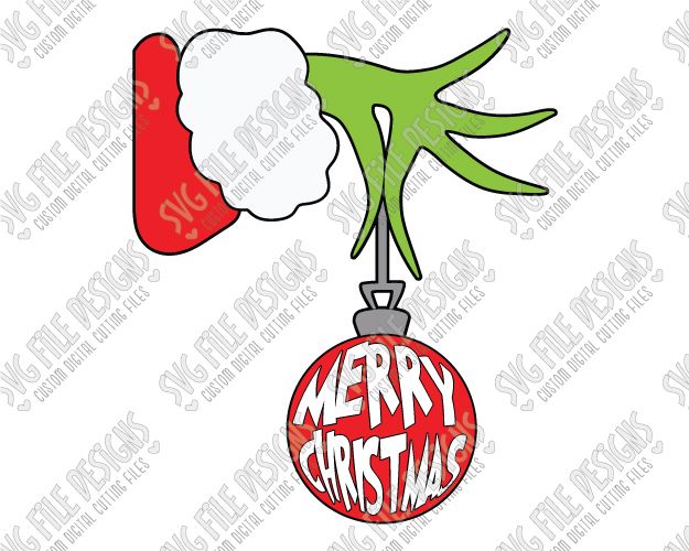 Merry Christmas Grinch Ornament Cut File Set in SVG, EPS, DXF, JPEG.