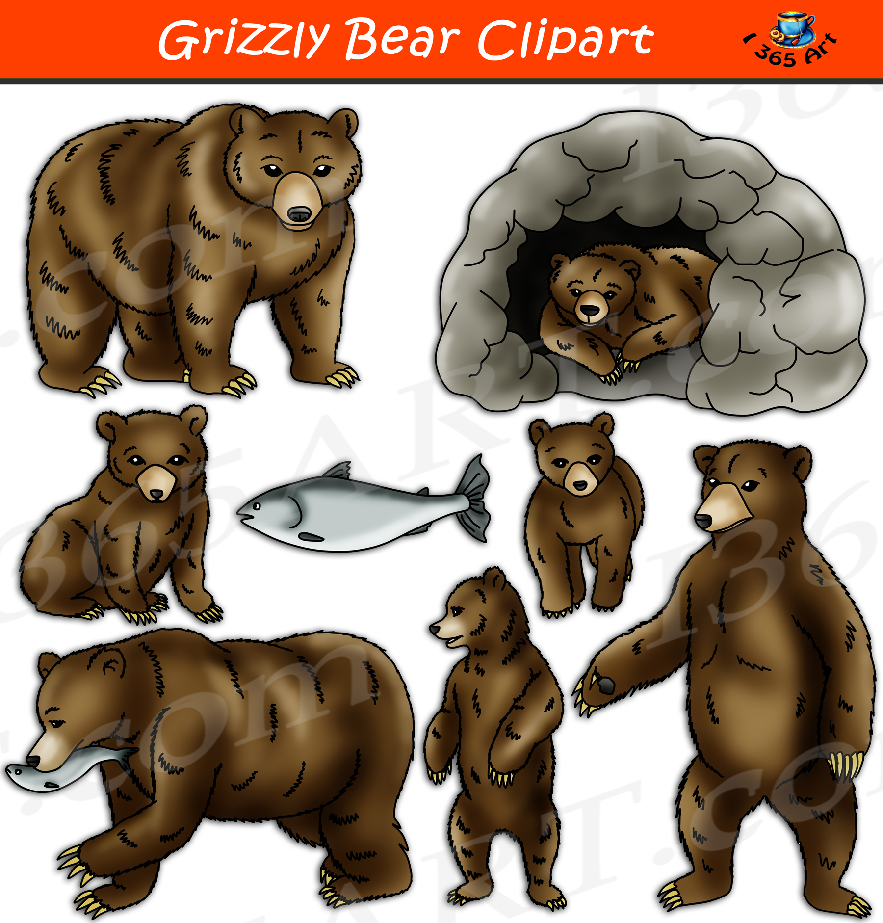 Grizzly Bear Clipart Graphics Download.