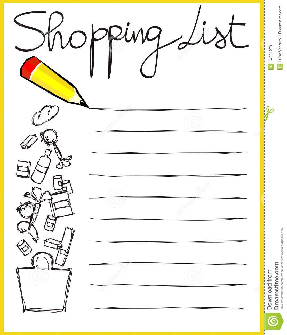 Shopping List Clipart.