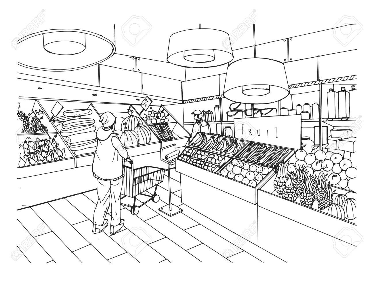 Grocery Store Building Pages Coloring Pages