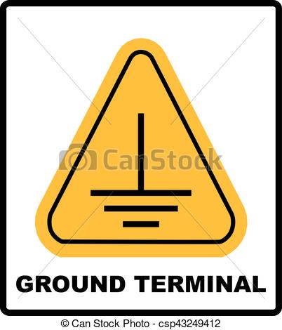 Vector Clip Art of Electrical grounding sign. Warning symbol in.