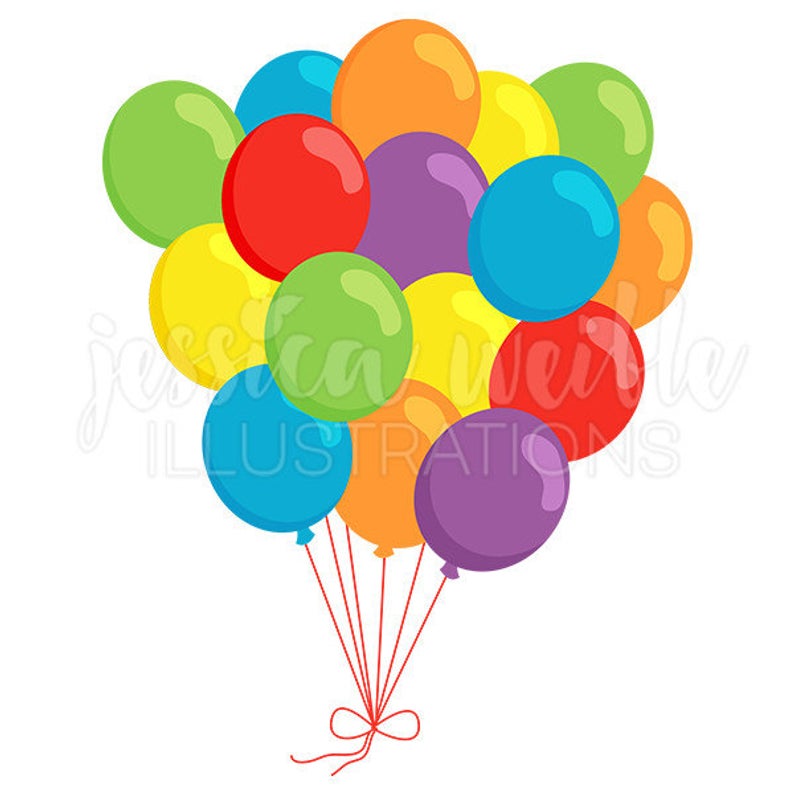 Bunch of Balloons Cute Digital Clipart, Balloons Clip art, Group of  Balloons Graphic, Illustration, #1611.