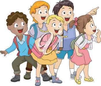 Group Of Kids Talking Clipart.