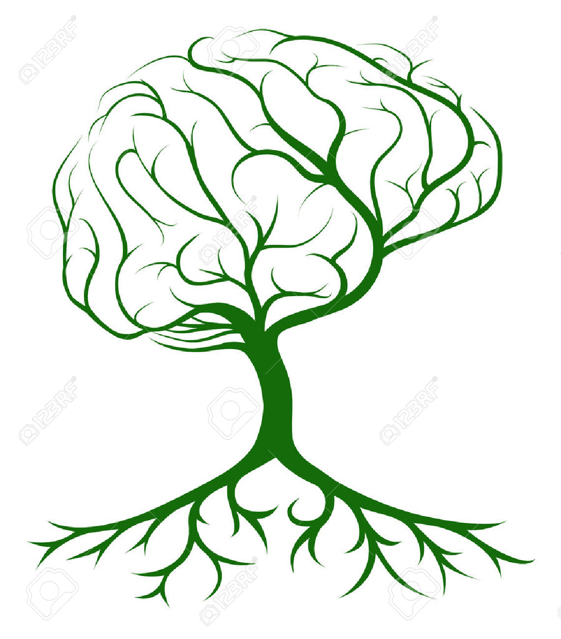 Brain Tree Concept Of A Tree Growing In The Shape Of A Human.