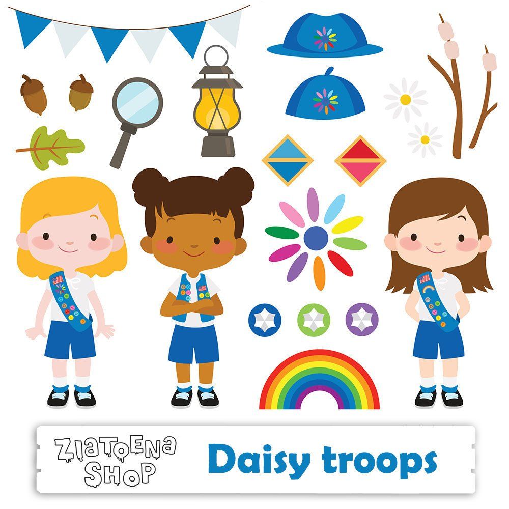 Daisy Troop Clip art Scout Girl Clip art Camping Digital.