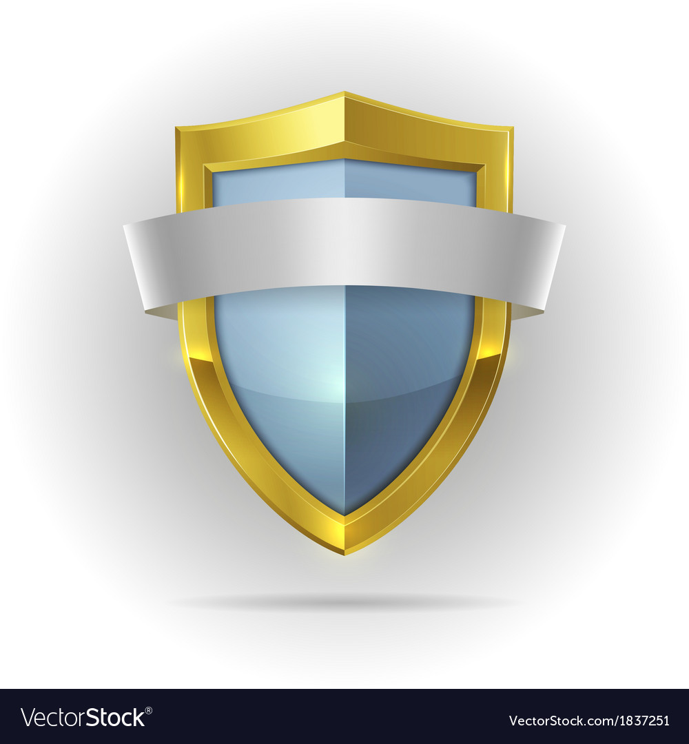 Guard shield with blank ribbon emblem.
