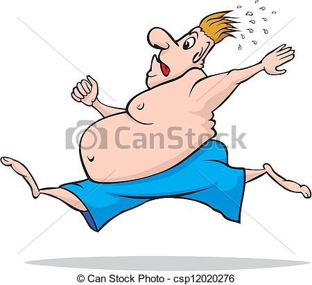 Vectors Illustration of fat man running.